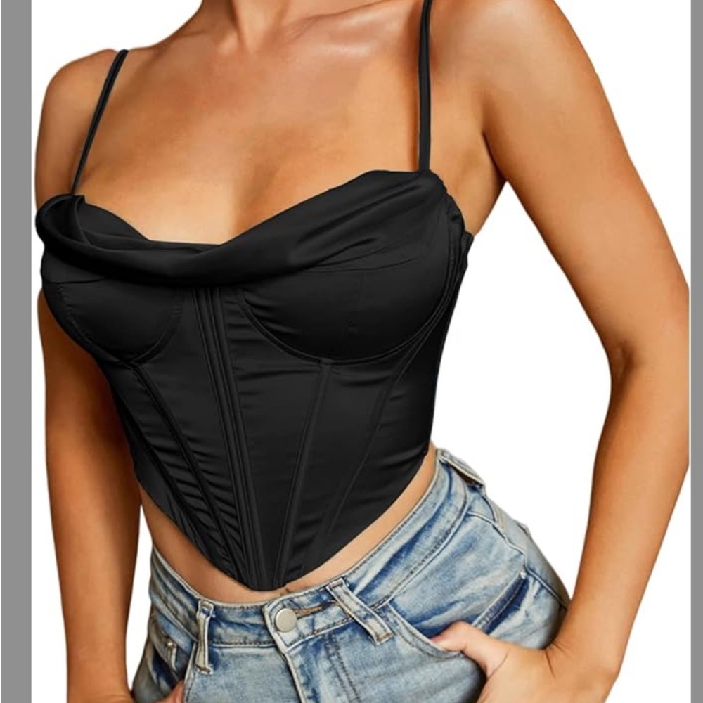 Women’s black satin corset top